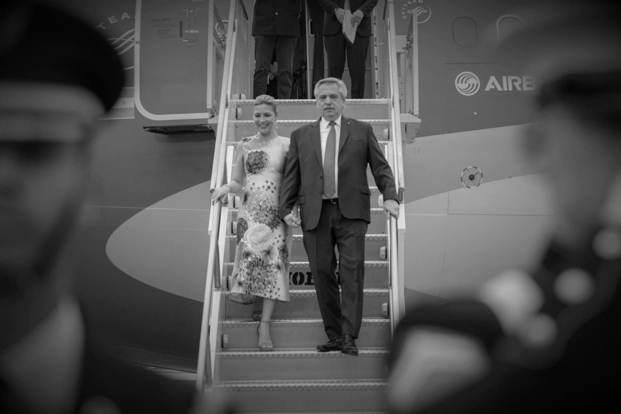 Alberto Fernández junto a Fabiola Yáñez en un viaje a Los Ángeles en 2021.